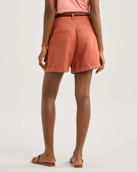Birch Bay Linen Shorts Redwood