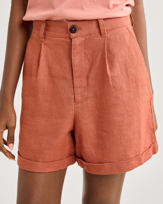 Birch Bay Linen Shorts Redwood