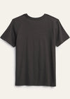 Black t-shirt on a light gray background