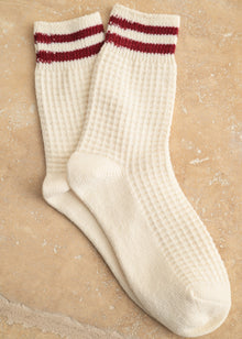  Waffle Pattern Striped Socks