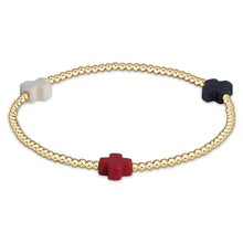  Signature Cross Gold Pattern 2mm Bead Bracelet- Firecracker