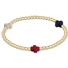  Signature Cross Gold Pattern 3mm Bead Bracelet- Firecracker