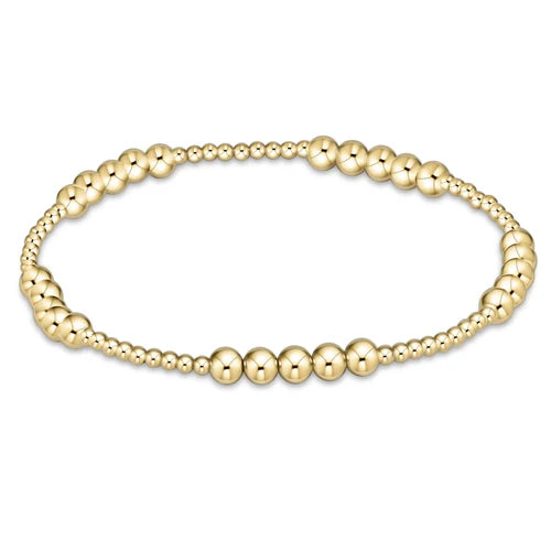 Classic Blissful Pattern 2mm Bead Bracelet- 4mm Gold