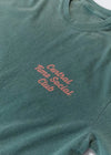 Green t-shirt with 'Central Time Social Club' text on a white background