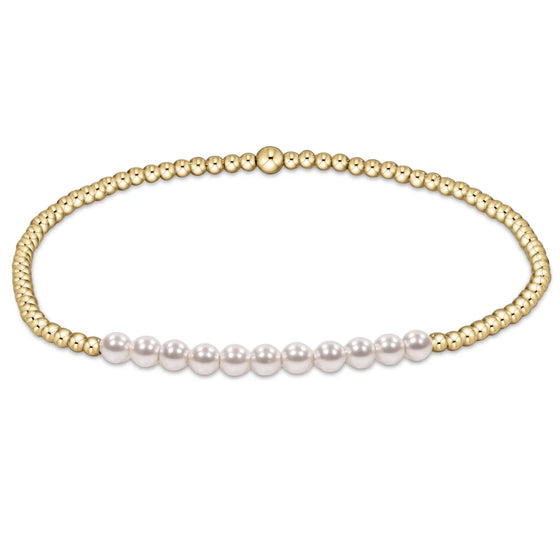 Gold Bliss 2MM Bead Bracelet- Pearl