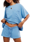Staycation Sleep Short- Blissful Blue