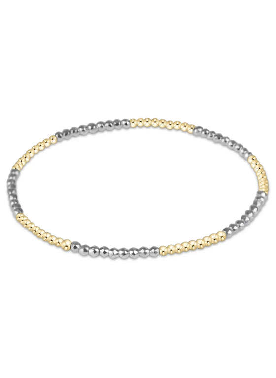 Blissful Pattern 2MM Bead Bracelet- Bright Silver Faceted Hematite