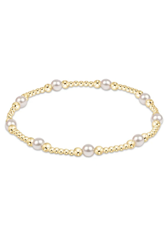 Classic Purpose Pattern 4MM Bead Bracelet- Pearl