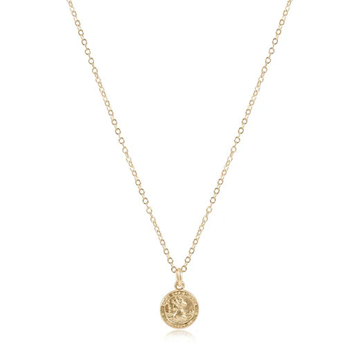 16" Necklace Gold- Protection Small Gold Disc