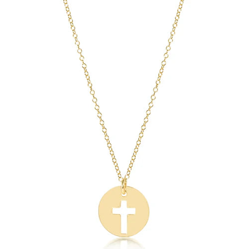 16" Necklace Gold- Blessed Gold Disc
