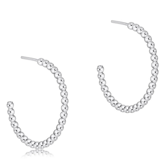 Beaded Classic 1.25" Post Hoop- 2MM Sterling