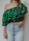 Ivana Floral One Shoulder Ruffle Top