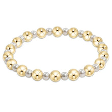  Pearl Grateful Pattern 4mm Bead Bracelet- 6mm Gold