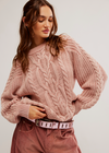 Frankie Cable Sweater- Misty Rose