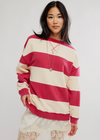 Classic Wide Stripe Crew Neck- Cherry Combo
