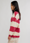 Classic Wide Stripe Crew Neck- Cherry Combo