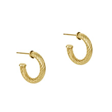  Round Gold 0.5" Post Hoop- 4mm- Textured Twist