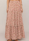 Long floral skirt with a neutral background
