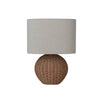 Hand-Woven Rattan Table Lamp with Linen Shade