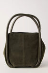 Barlow Suede Bucket Bag- Dark Olive