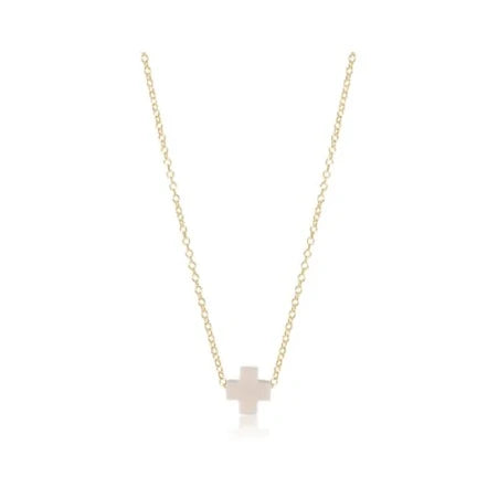 enewton 16" Necklace Gold Signature Cross Off White