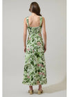 Woman wearing a floral dress with a white background