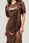 Rina Metallic Asymmetrical Maxi Dress
