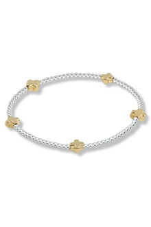  Signature Cross Small Sterling Mixed Metal Pattern 2mm Beat Bracelet- Gold